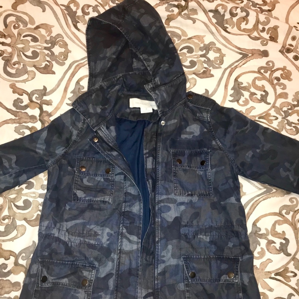 Treasure & Bond blue cargo zip jacket